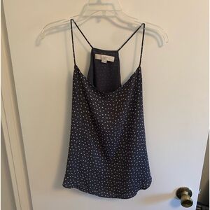 Loft dark blue with light blue polka dots camisole style blouse